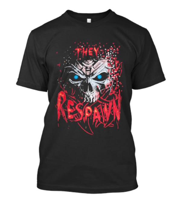 They Respawn Skull Blue Eyes Graffiti T-Shirt