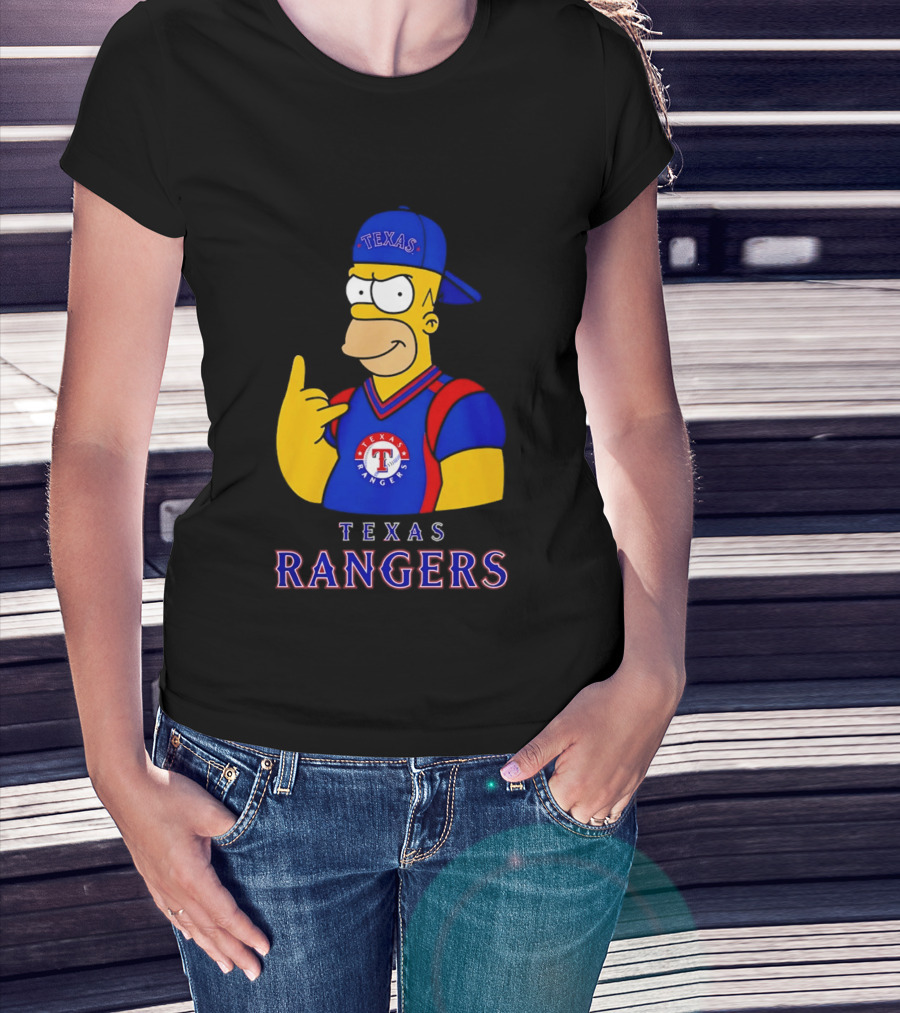 The Simpsons Texas Rangers Rock Hand Homer T-Shirt