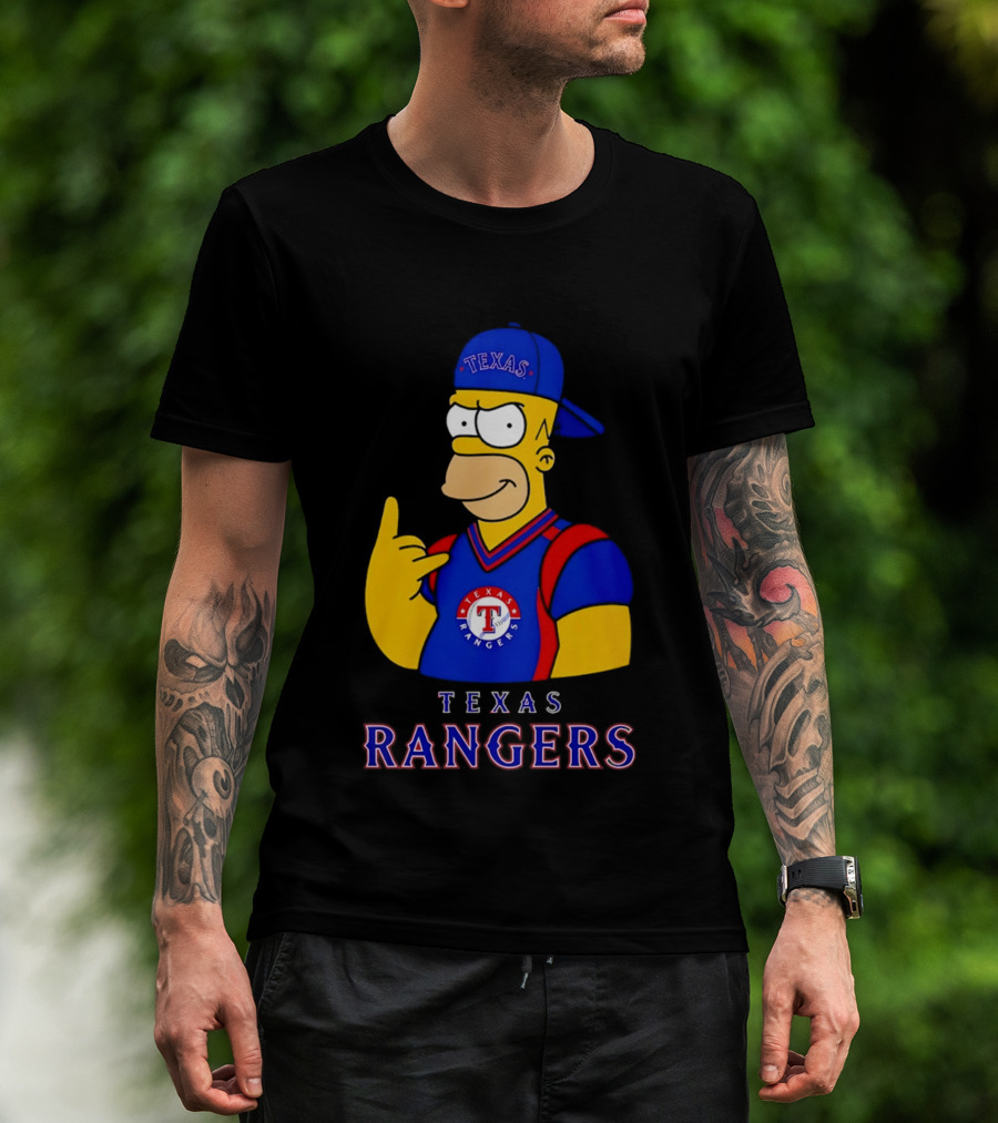 The Simpsons Texas Rangers Rock Hand Homer T-Shirt