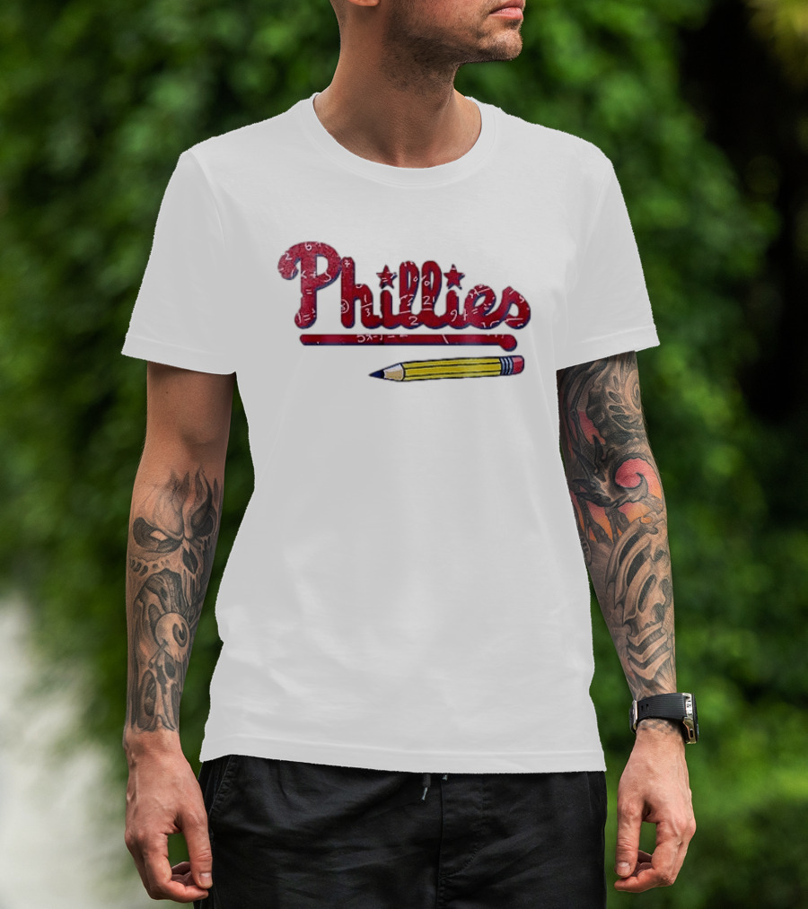 Philadelphia Phillies Teacher Appreciation Pencil And Numbers T-Shirt