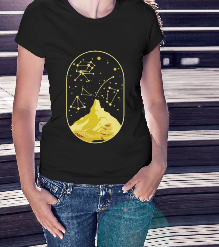 Cairn Minimalist Mountain Constellation Starry Sky T-Shirt