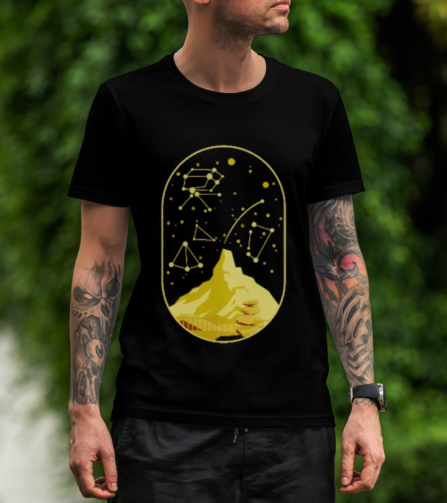 Cairn Minimalist Mountain Constellation Starry Sky T-Shirt