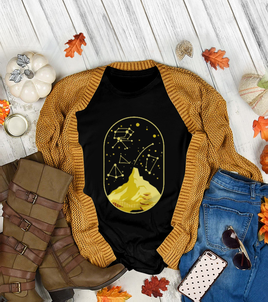 Cairn Minimalist Mountain Constellation Starry Sky T-Shirt