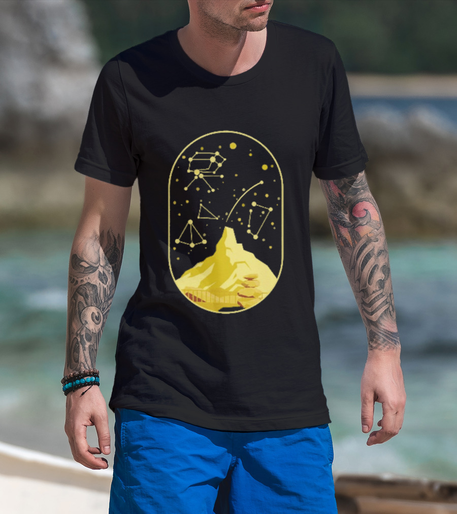 Cairn Minimalist Mountain Constellation Starry Sky T-Shirt