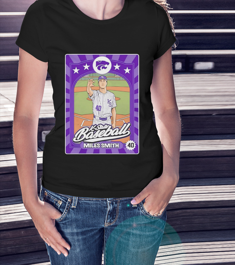 Miles Smith 40 K State Baseball Wildcats Kansas State T-Shirt