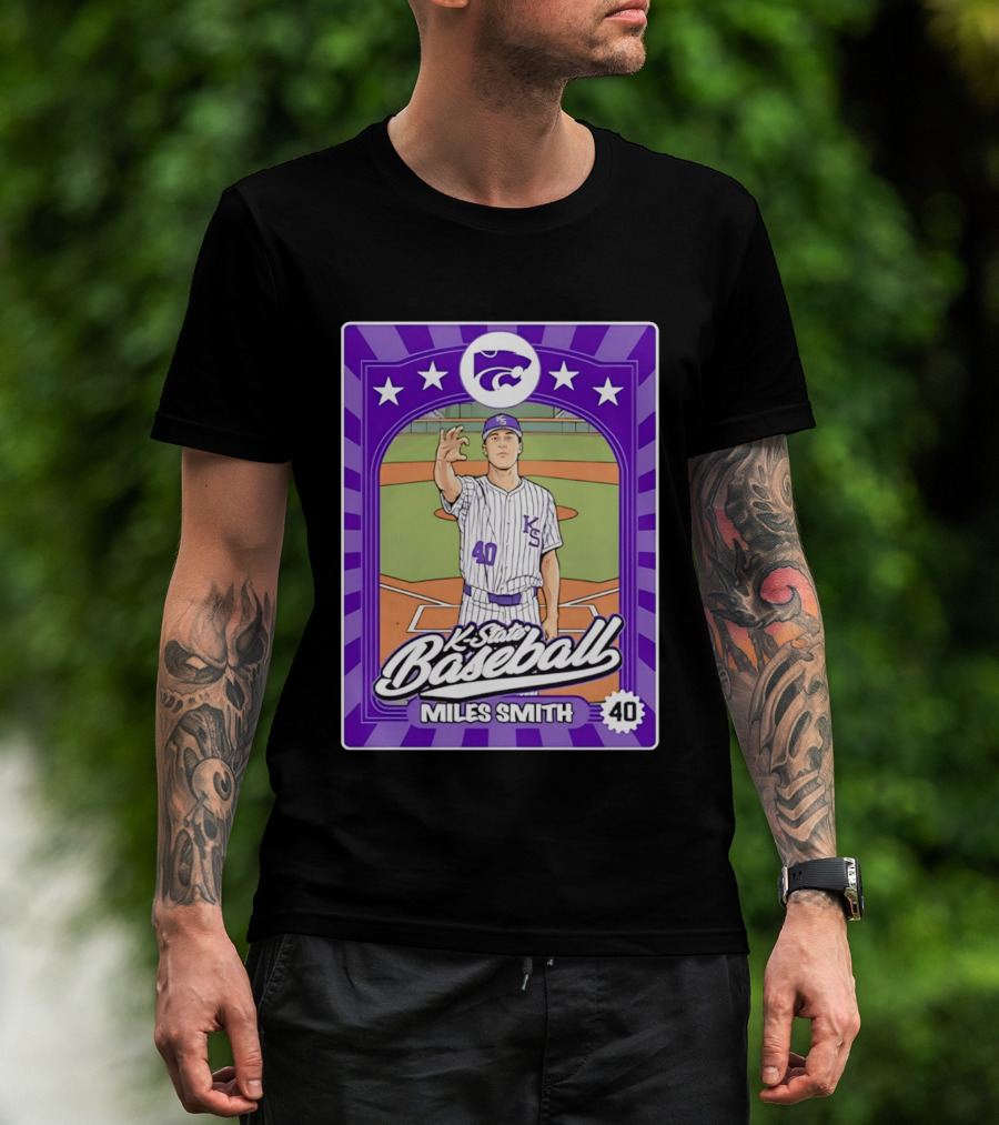Miles Smith 40 K State Baseball Wildcats Kansas State T-Shirt