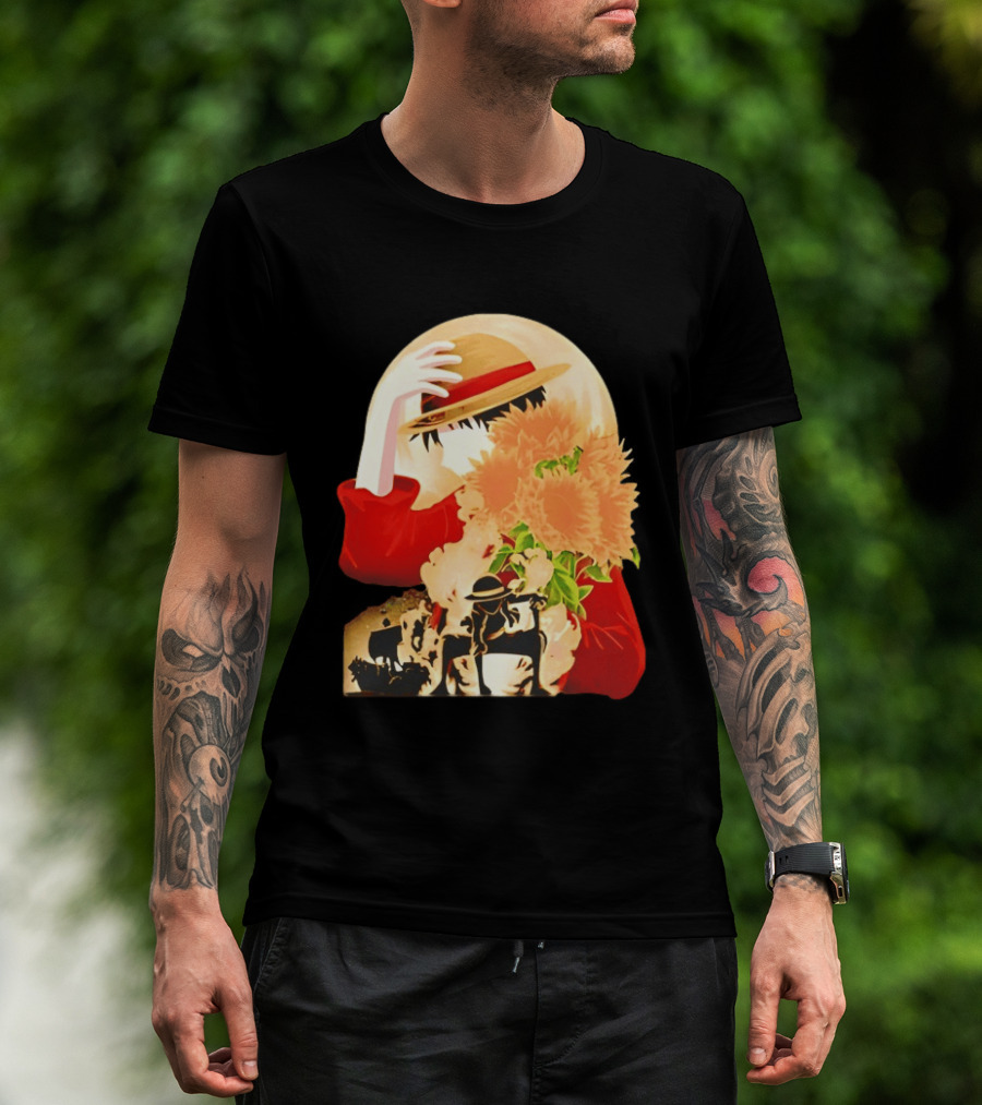 Monkey D. Luffy Red Outfit Straw Hat Sunflower Pirate Adventure T-Shirt