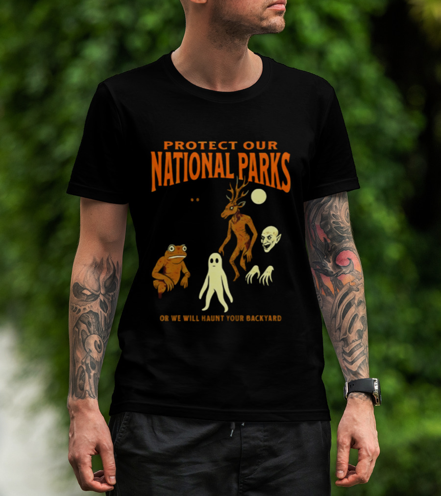 Protect Our National Parks Or We Will Haunt Your Backyard Deer Frog Ghost Skulls T-Shirt