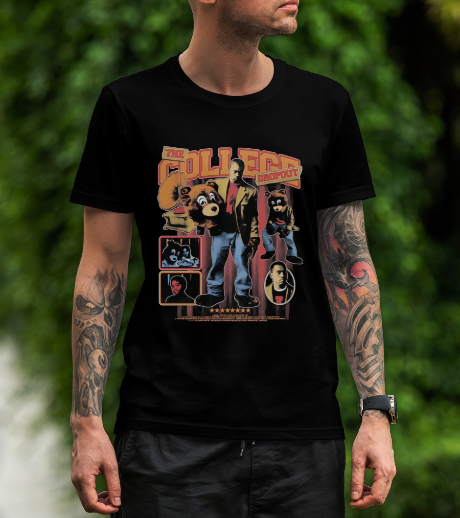 The College Dropout Kanye Bear Trompe L'oeil Retro Style Album T-Shirt