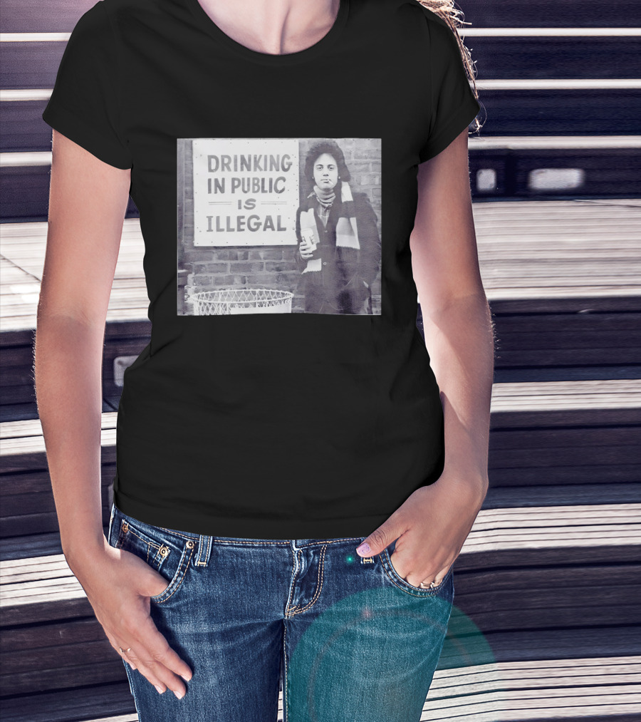 Rare Billy Joel Drinking In Public Is Illegal Vintage Photo T-Shirt