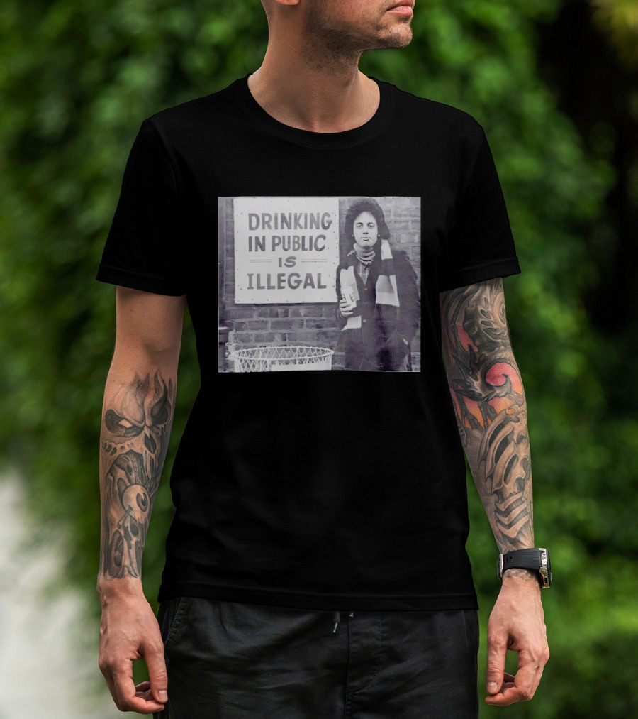 Rare Billy Joel Drinking In Public Is Illegal Vintage Photo T-Shirt