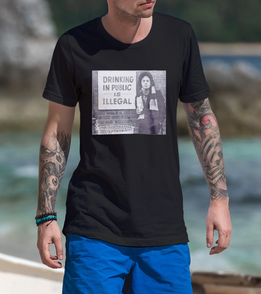Rare Billy Joel Drinking In Public Is Illegal Vintage Photo T-Shirt