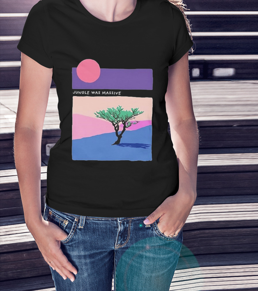 Jungle Was Massive Tree Vintage Sunset Aesthetic Nature Scene T-Shirt