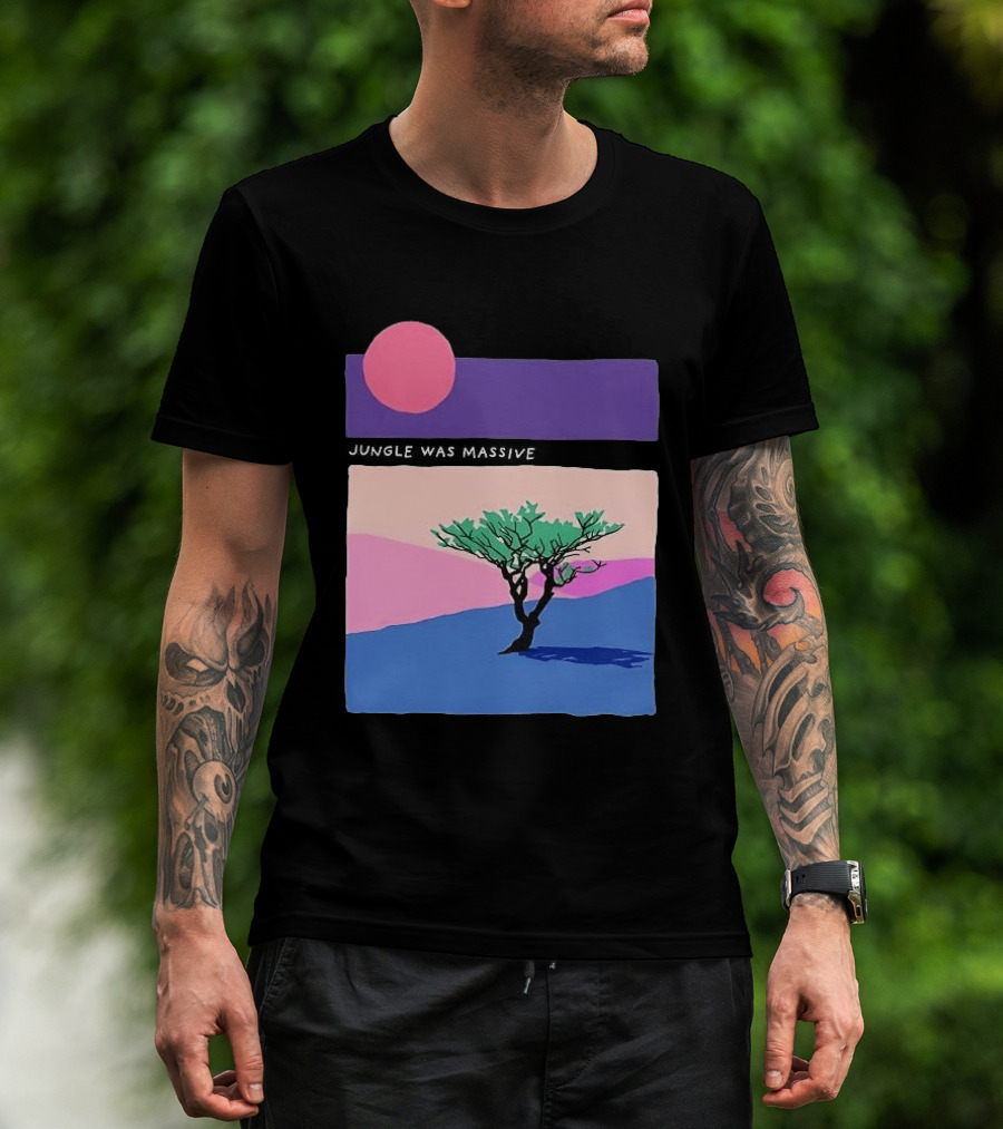 Jungle Was Massive Tree Vintage Sunset Aesthetic Nature Scene T-Shirt