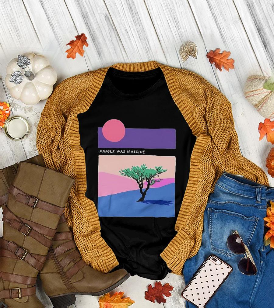 Jungle Was Massive Tree Vintage Sunset Aesthetic Nature Scene T-Shirt