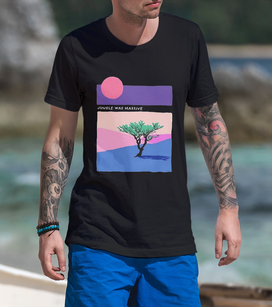 Jungle Was Massive Tree Vintage Sunset Aesthetic Nature Scene T-Shirt
