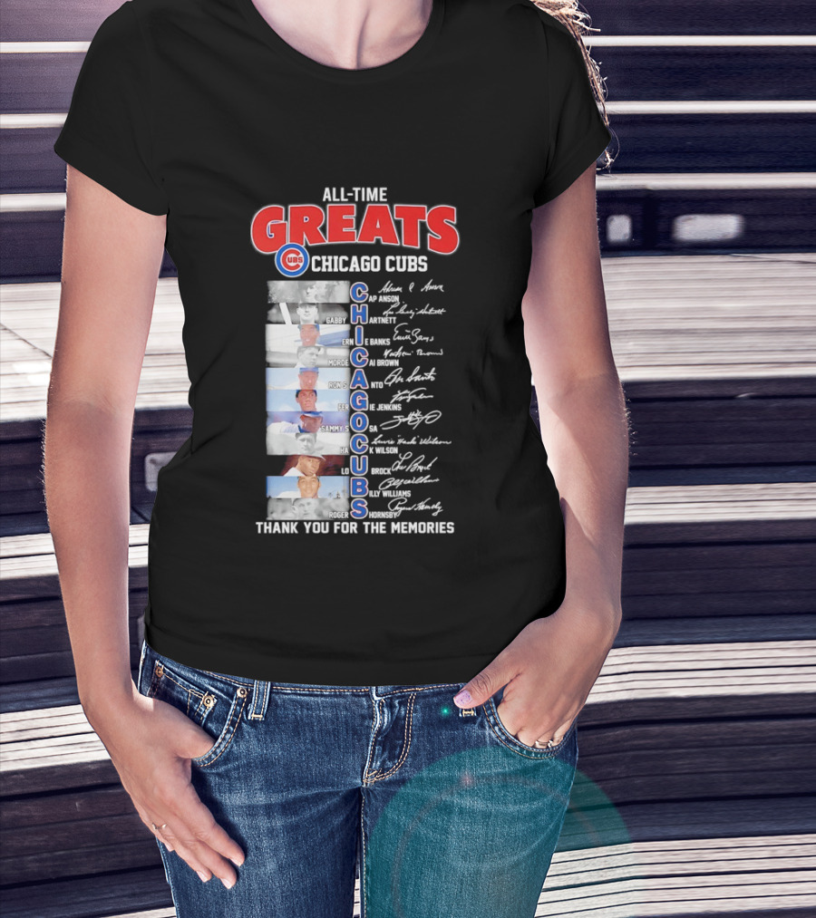 Chicago Cubs All Time Greats Legends And Signatures Thank You For The Memories T-Shirt