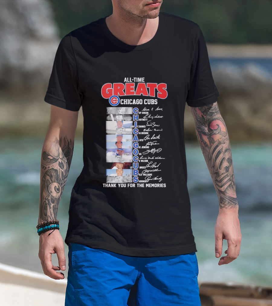 Chicago Cubs All Time Greats Legends And Signatures Thank You For The Memories T-Shirt