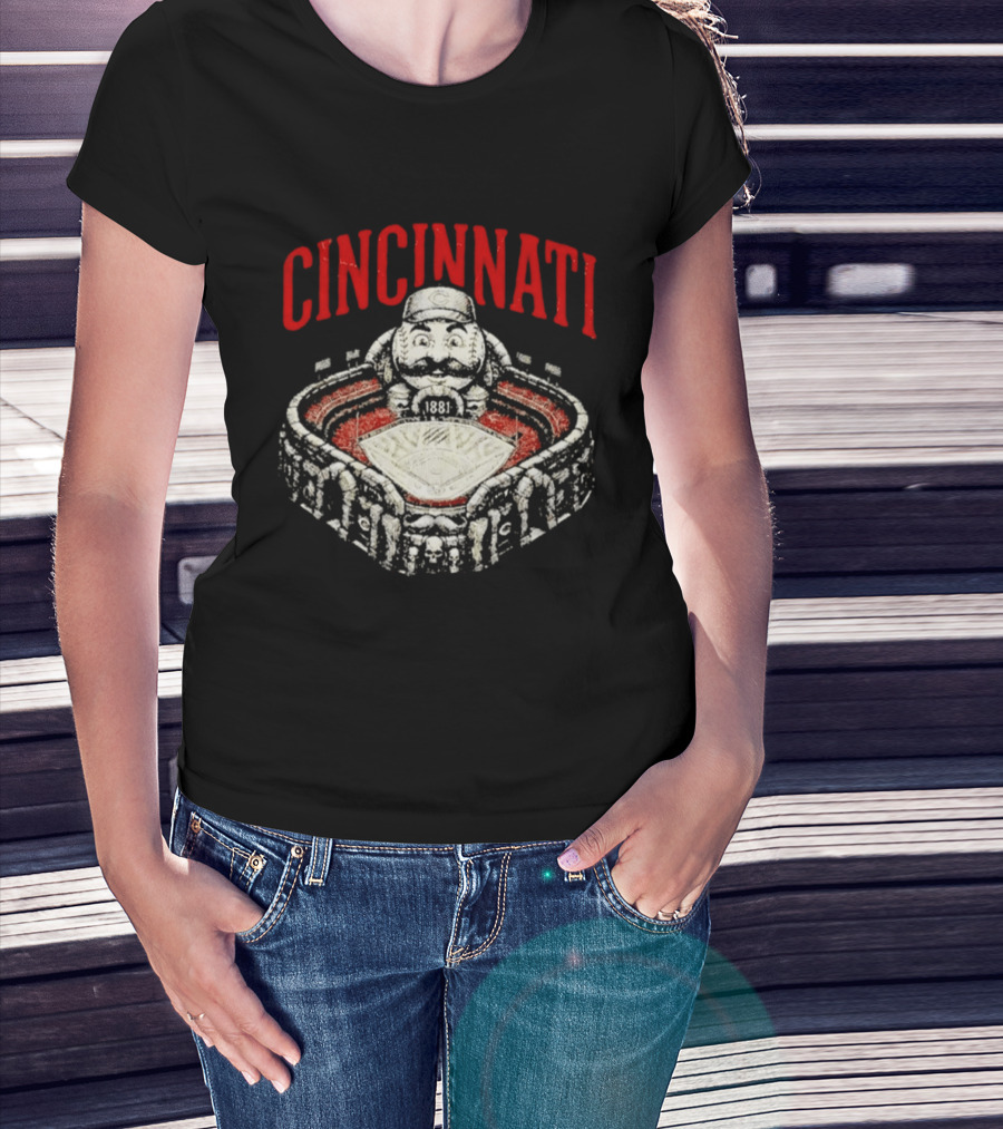 Cincinnati Reds Stadium 1881 Mascot Mashup T-Shirt