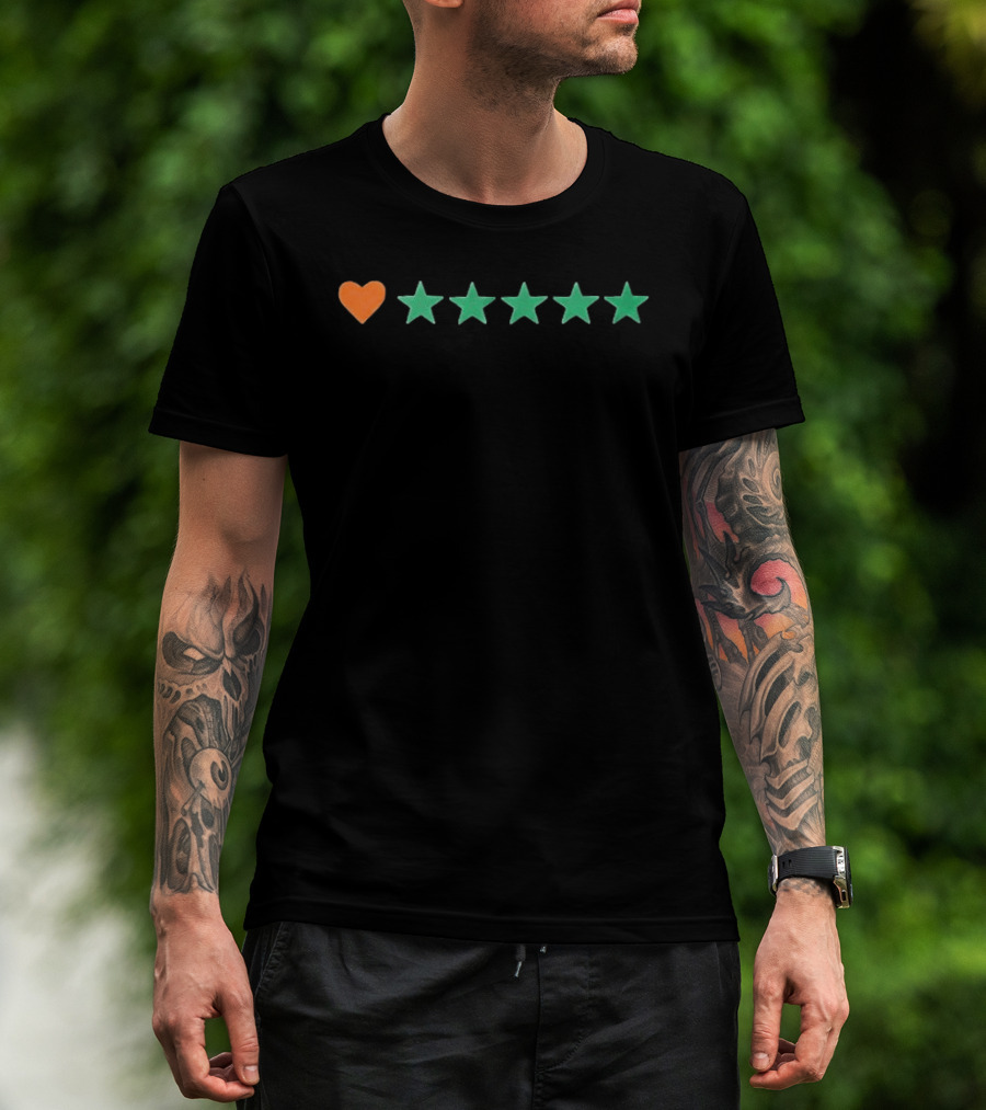 Letterboxd Heart Five Stars Rating System T-Shirt