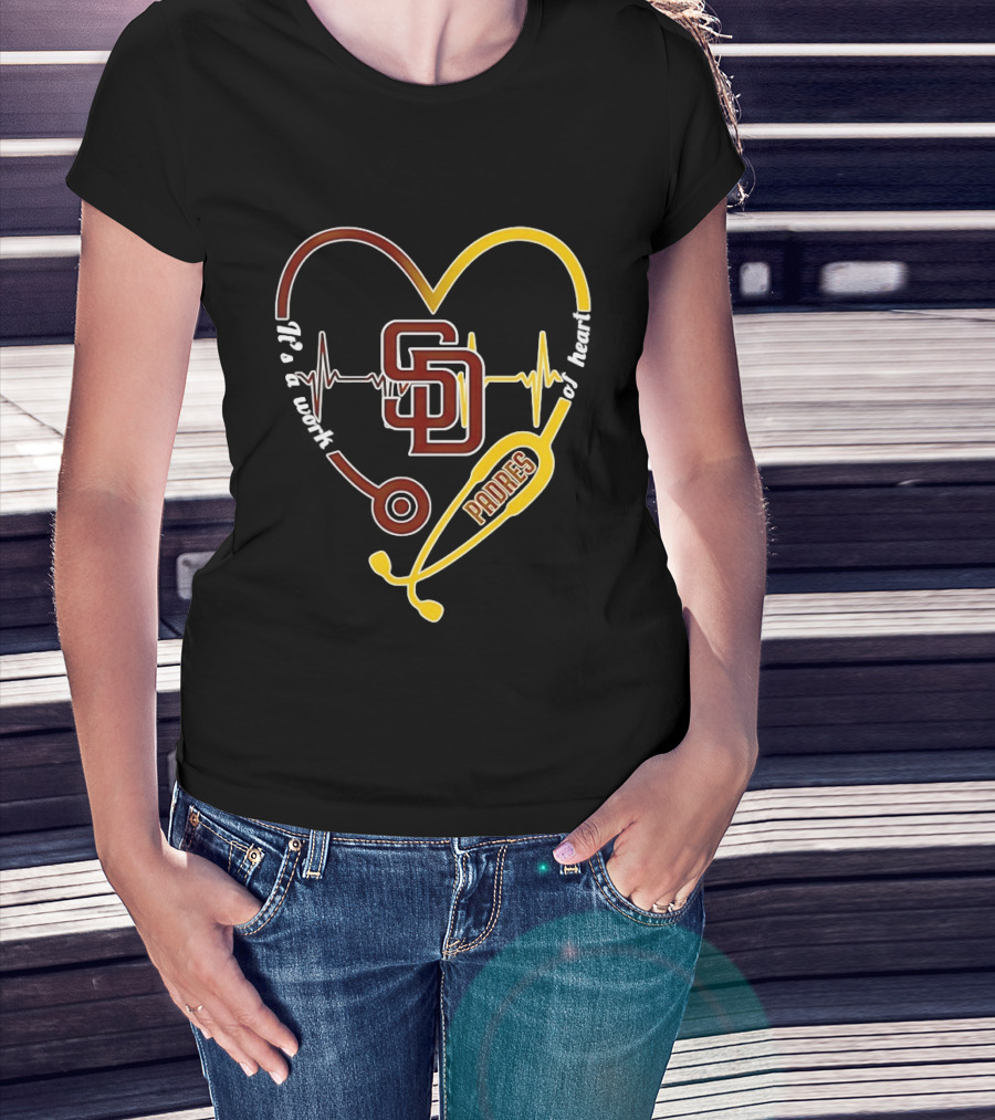San Diego Padres Heart Soul Stethoscope Work Of Heartbeat T-Shirt