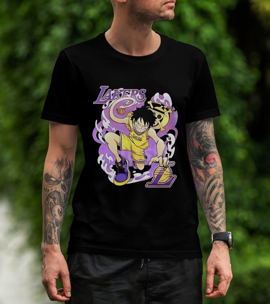 Luffy Lakers One Piece Basketball Anime T-Shirt