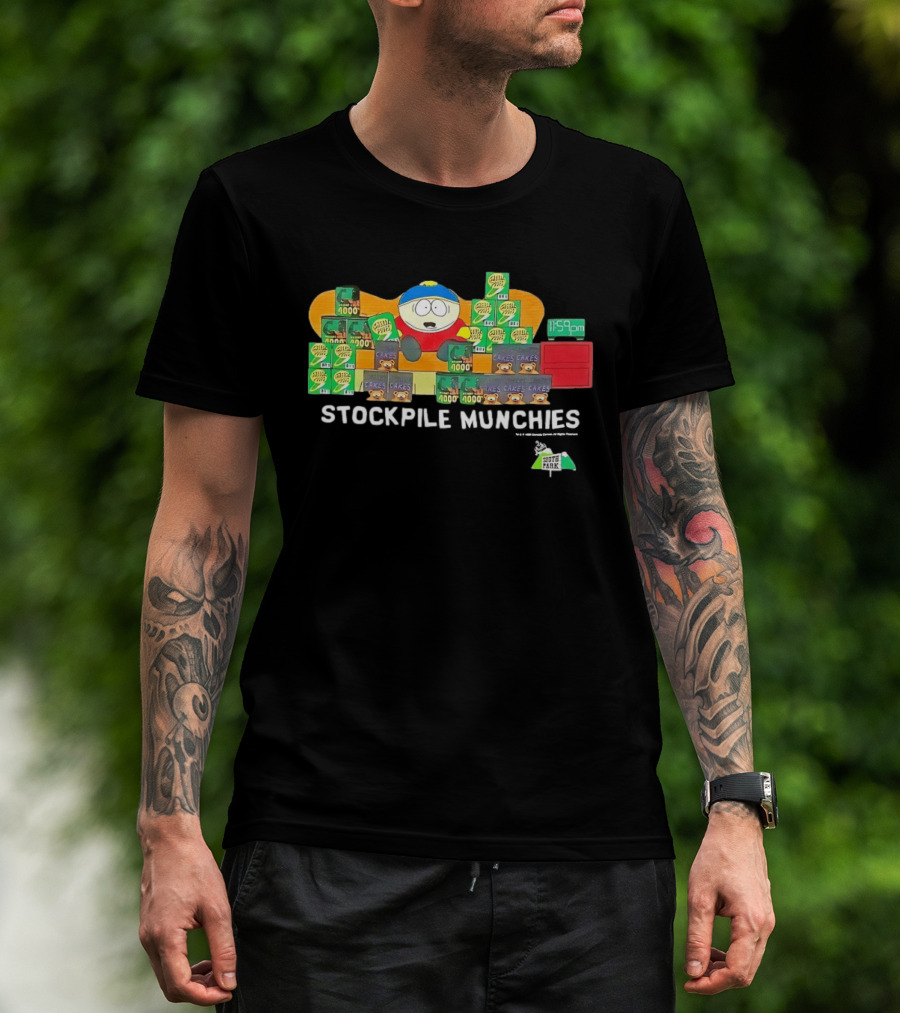 South Park Cartman Stockpile Munchies Cheesy Poofs 1159pm Cakes T-Shirt
