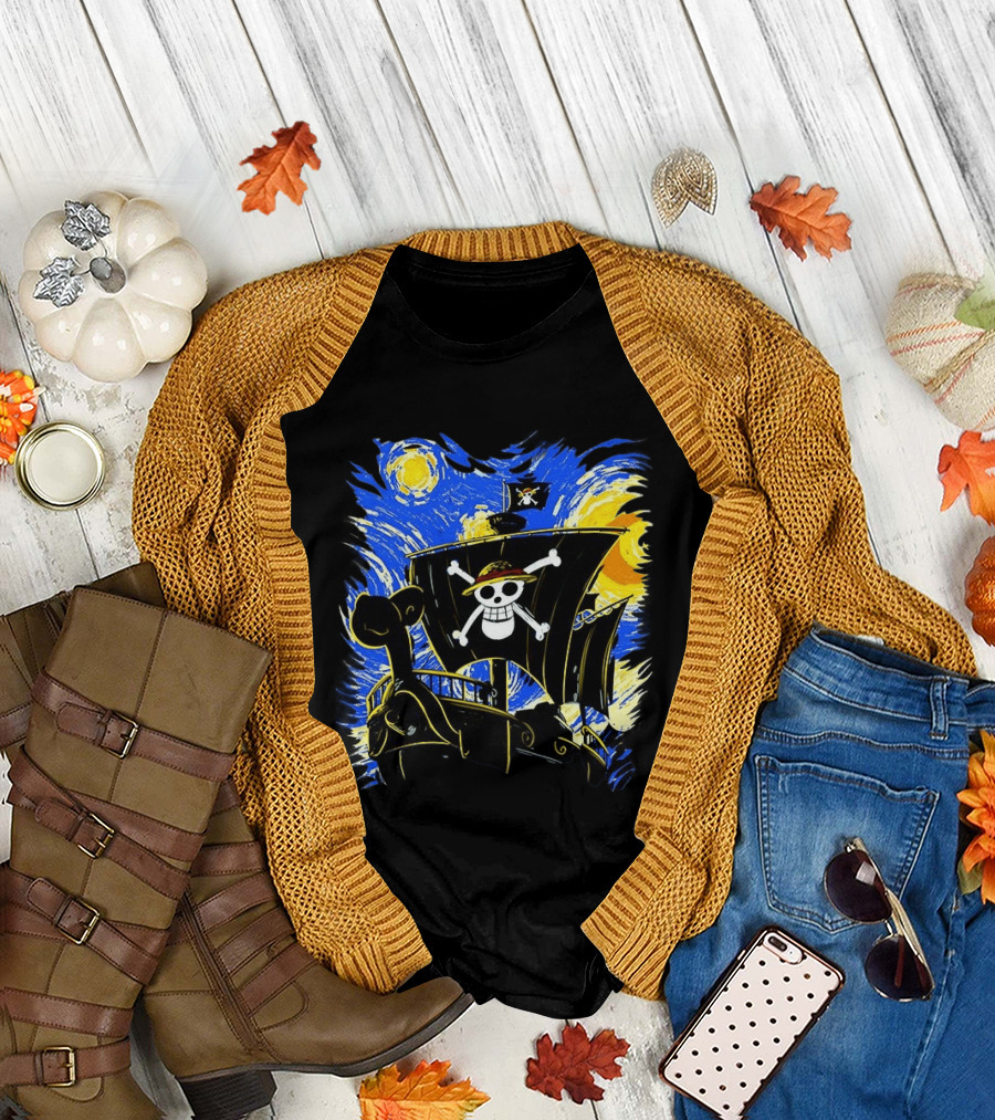 Starry Night One Piece Going Merry Anime T-Shirt