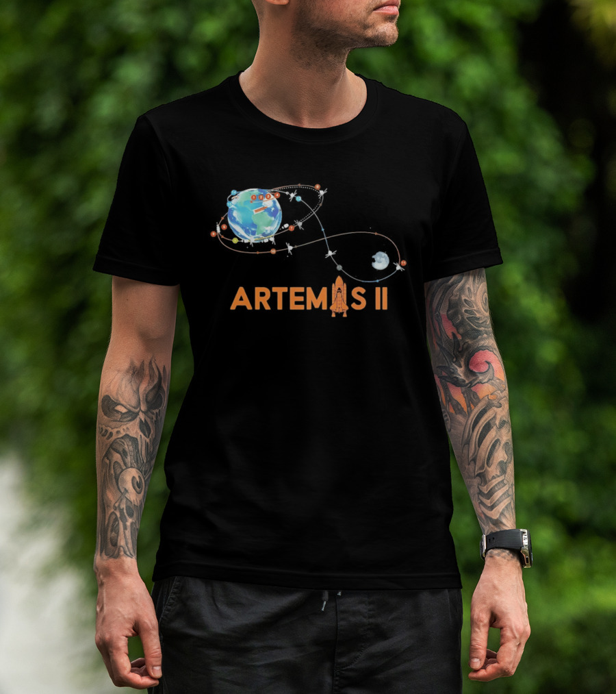 Artemis II Mission Schedule Earth To Moon Trajectory T-Shirt
