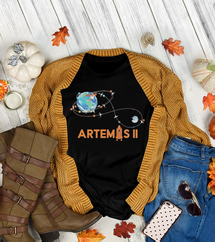 Artemis II Mission Schedule Earth to Moon Trajectory T-Shirt