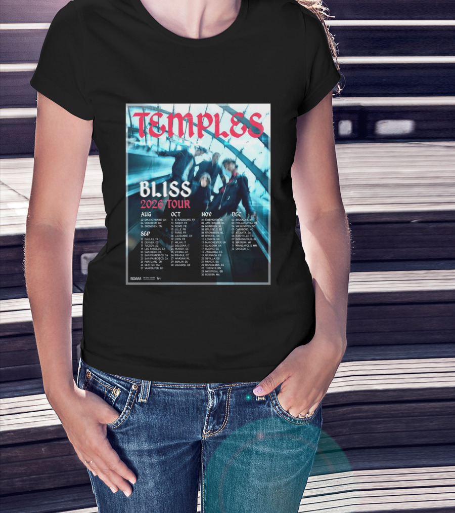 Temple Bliss 2026 Tour Dates August To December T-Shirt