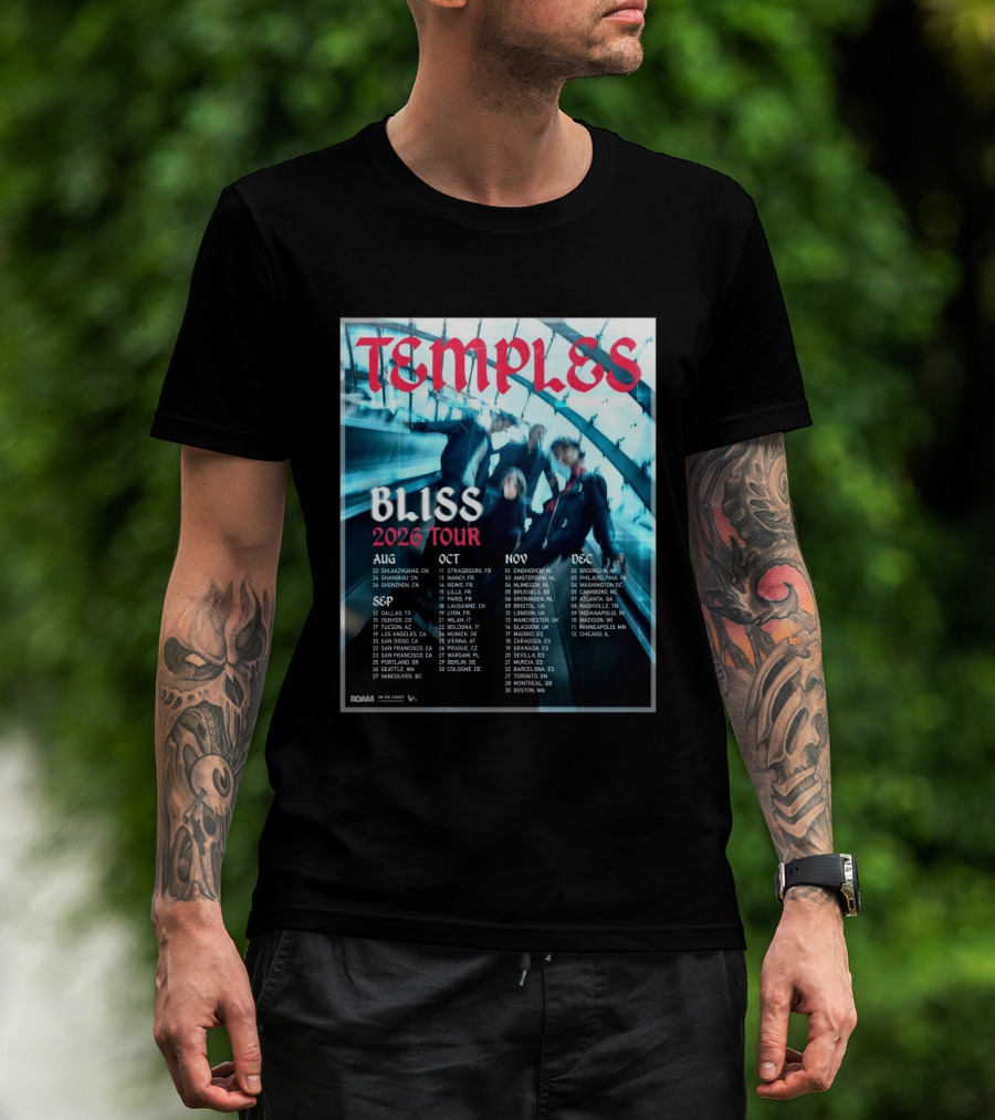 Temple Bliss 2026 Tour Dates August To December T-Shirt