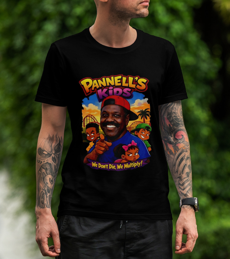 Pannell's Kids We Don't Die We Multiply Theme With Cartoon Characters And Amusement Park T-Shirt