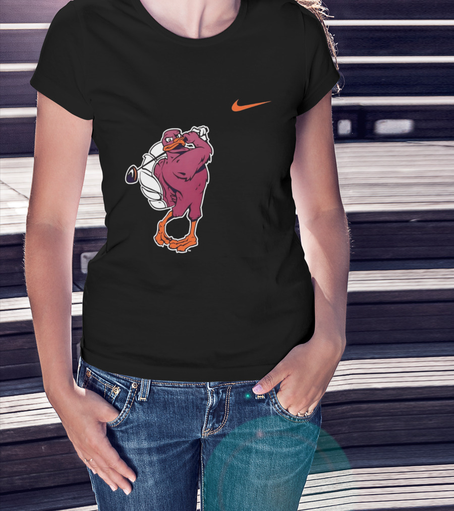 Virginia Tech Hokies Golfing Nike Swoosh Bird T-Shirt