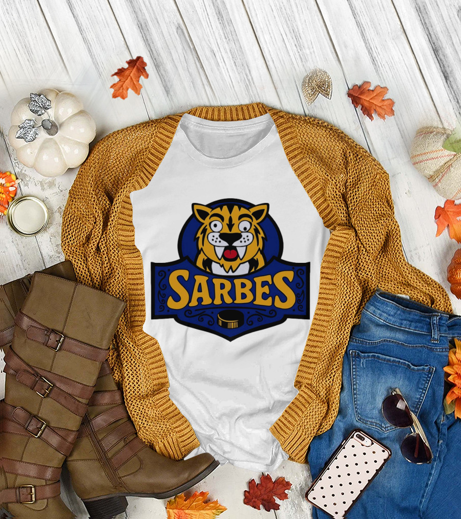 Buffalo Sarbes Hockey Tiger Mascot with Puck T-Shirt