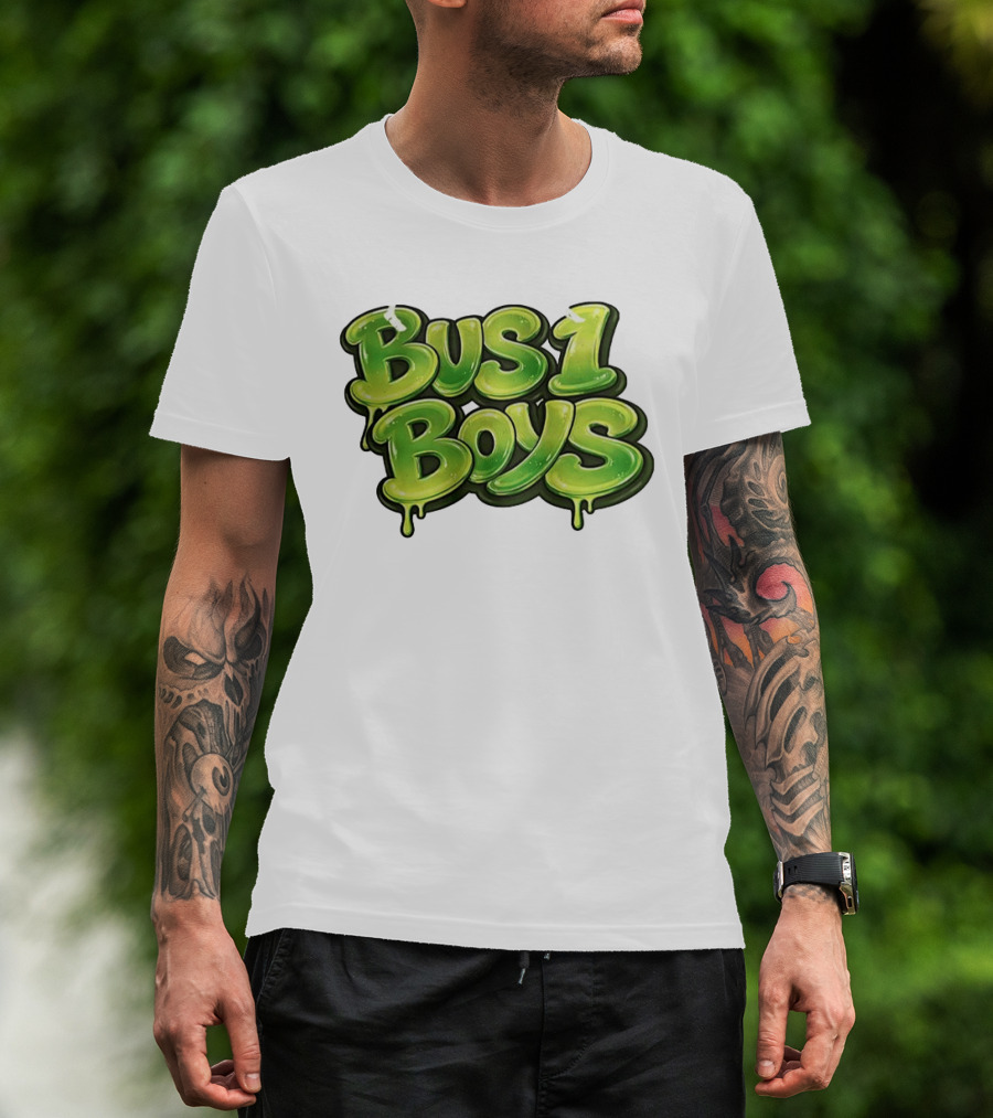 Bus 1 Boys Dripping Green Graffiti T-Shirt
