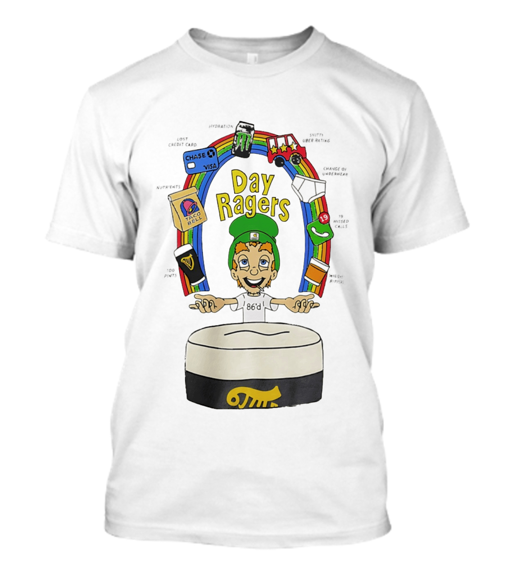 Lucky Charms Day Ragers 86'd Rainbow Guinness Taco Bell WhatsApp 19 Messages Monster Truck Chase Visa T-Shirt