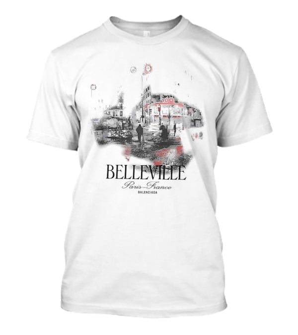Belleville Paris France Travel Souvenir Vintage Style Depiction T-Shirt