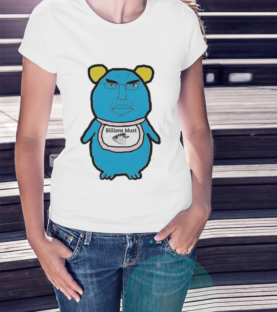 Billions Must Meme Character With Fish Bib T-Shirt