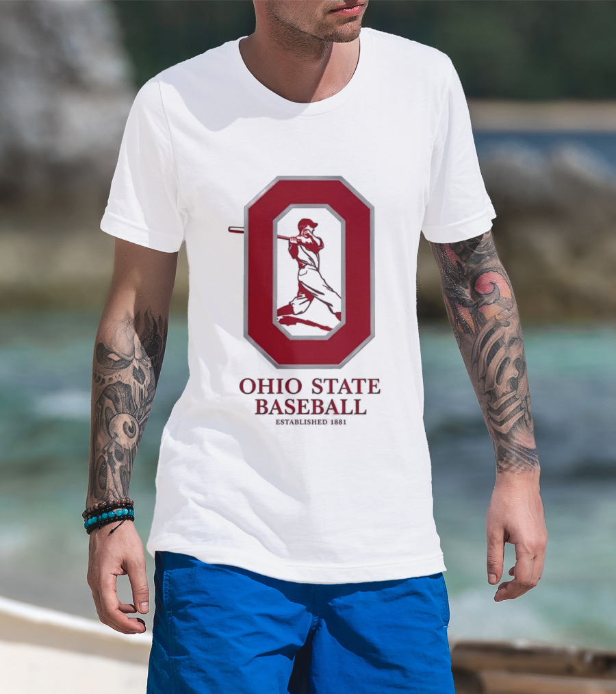 Ohio State Baseball Established 1881 Buckeyes Iconic "O" And Batter T-Shirt