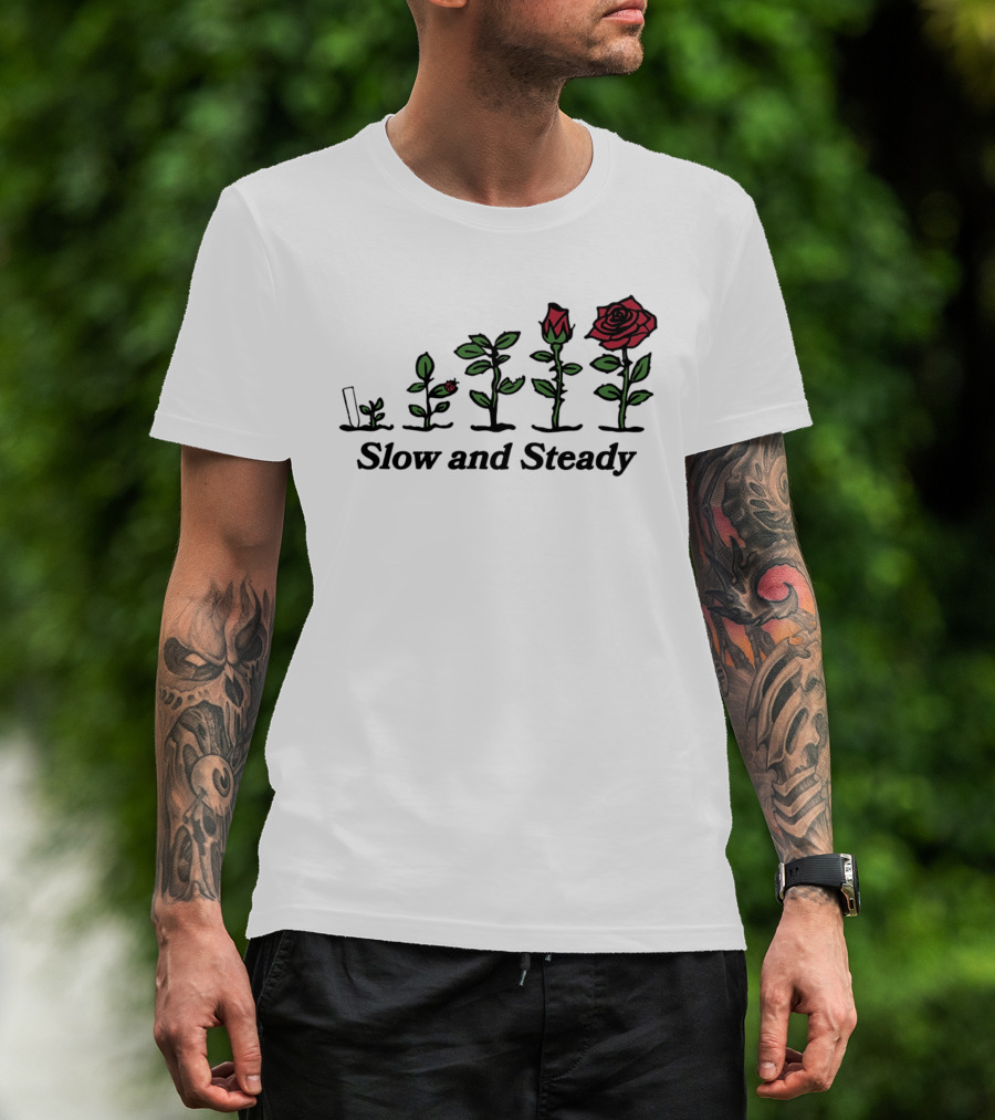 Slow And Steady Rose Growth Progression With Ladybug T-Shirt