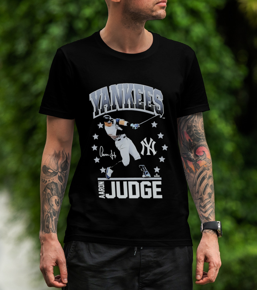New York Yankees Aaron Judge Autograph Stars Yankee T-Shirt