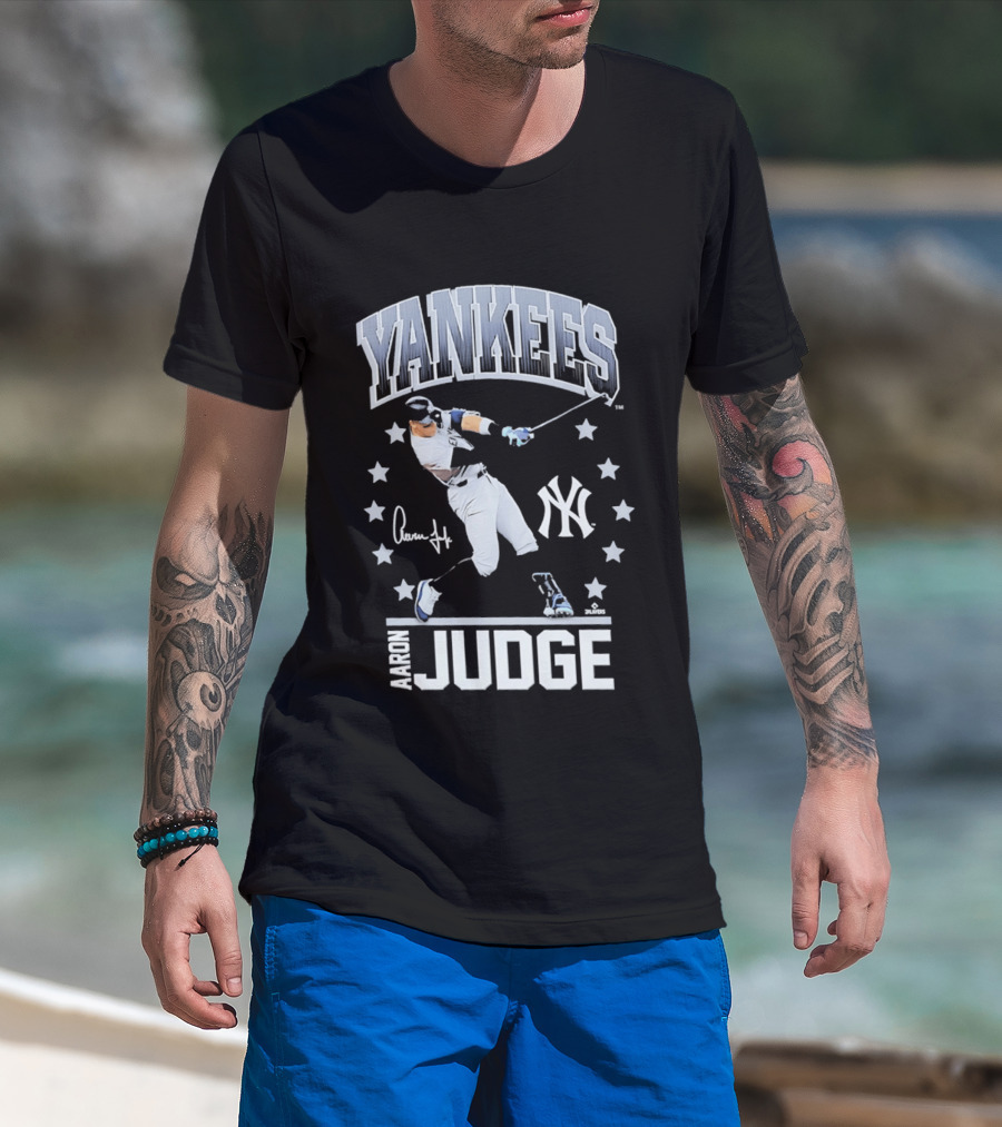 New York Yankees Aaron Judge Autograph Stars Yankee T-Shirt