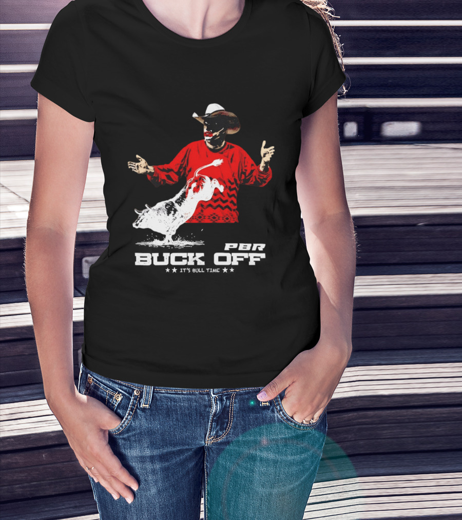 PBR Flint Buck Off It's Bull Time Cowboy Hat Bull Rider Red Sweater T-Shirt