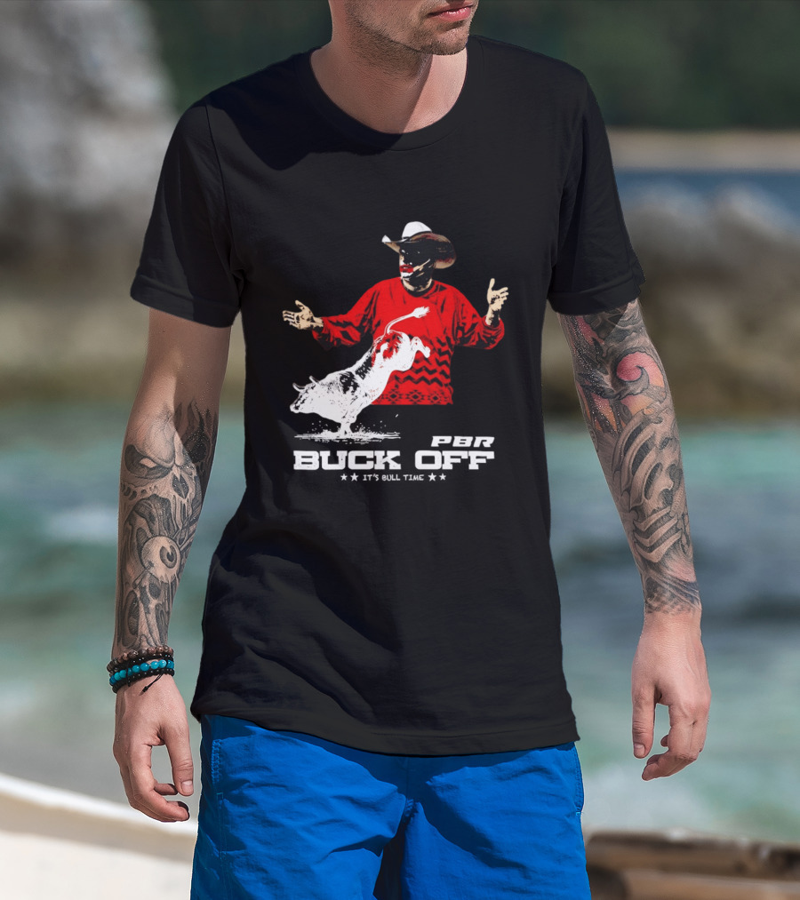 PBR Flint Buck Off It's Bull Time Cowboy Hat Bull Rider Red Sweater T-Shirt