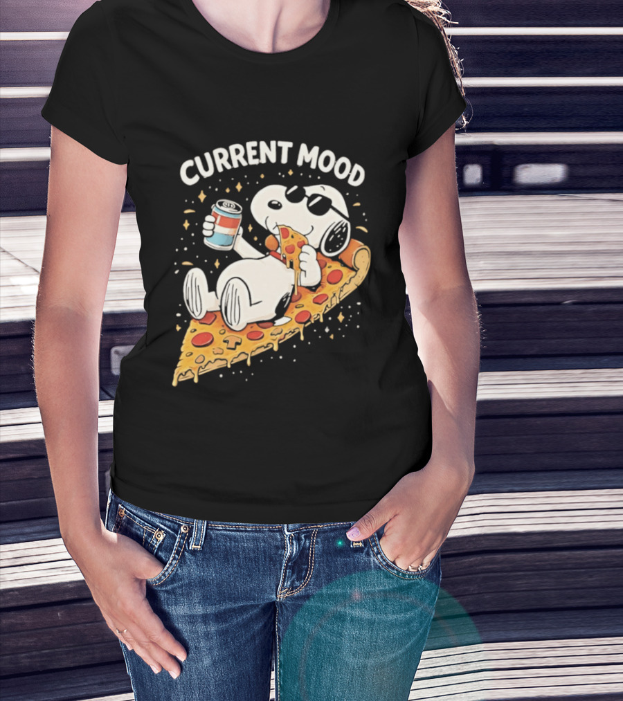 Current Mood Snoopy Relaxing Eating Pizza On A Slice T-Shirt