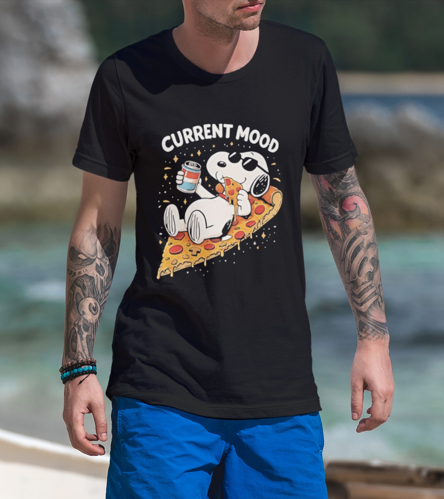 Current Mood Snoopy Relaxing Eating Pizza On A Slice T-Shirt
