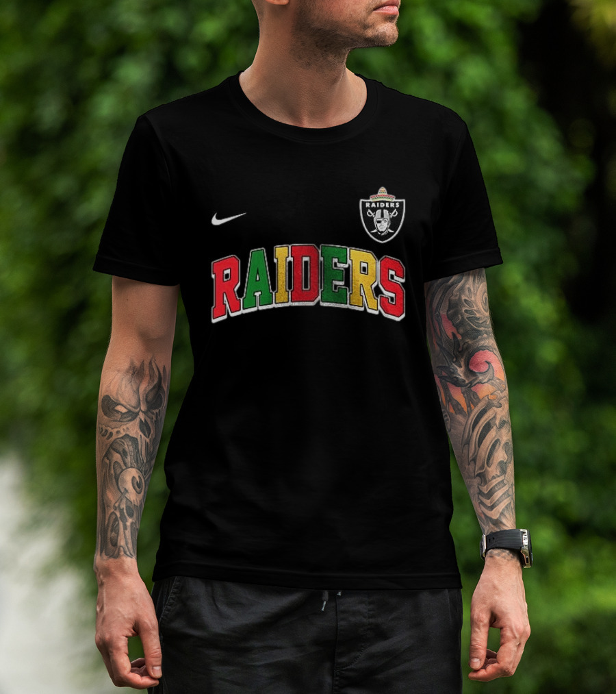 Las Vegas Raiders Cinco De Drinko Bitchachos Skeleton Raiders Text Sombrero T-Shirt