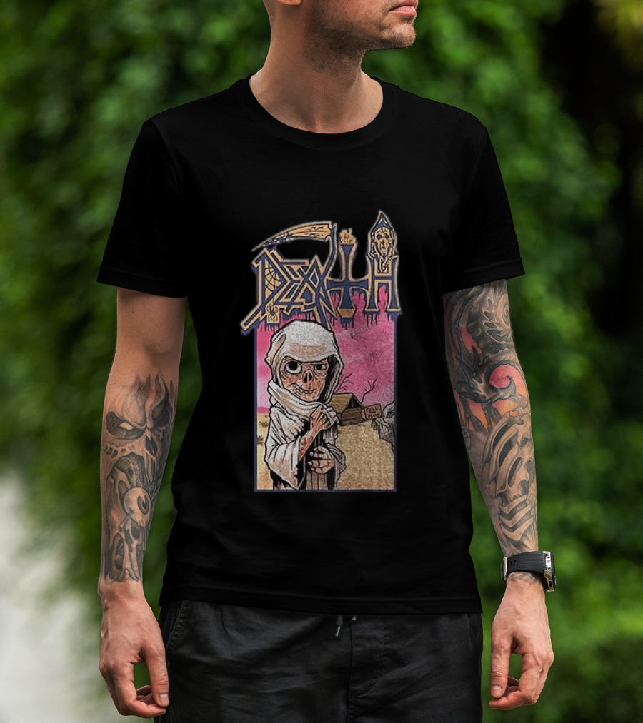 Death Leprosy Album Cover Art Skeleton Monk Desert Scene T-Shirt