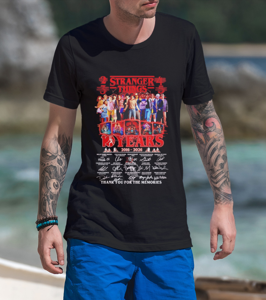 Stranger Things Seasons 2 3 4 5 2016 2026 Anniversary Thank You For The Memories T-Shirt